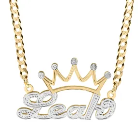 Personalized Double Nameplate Necklace with Crown Leah