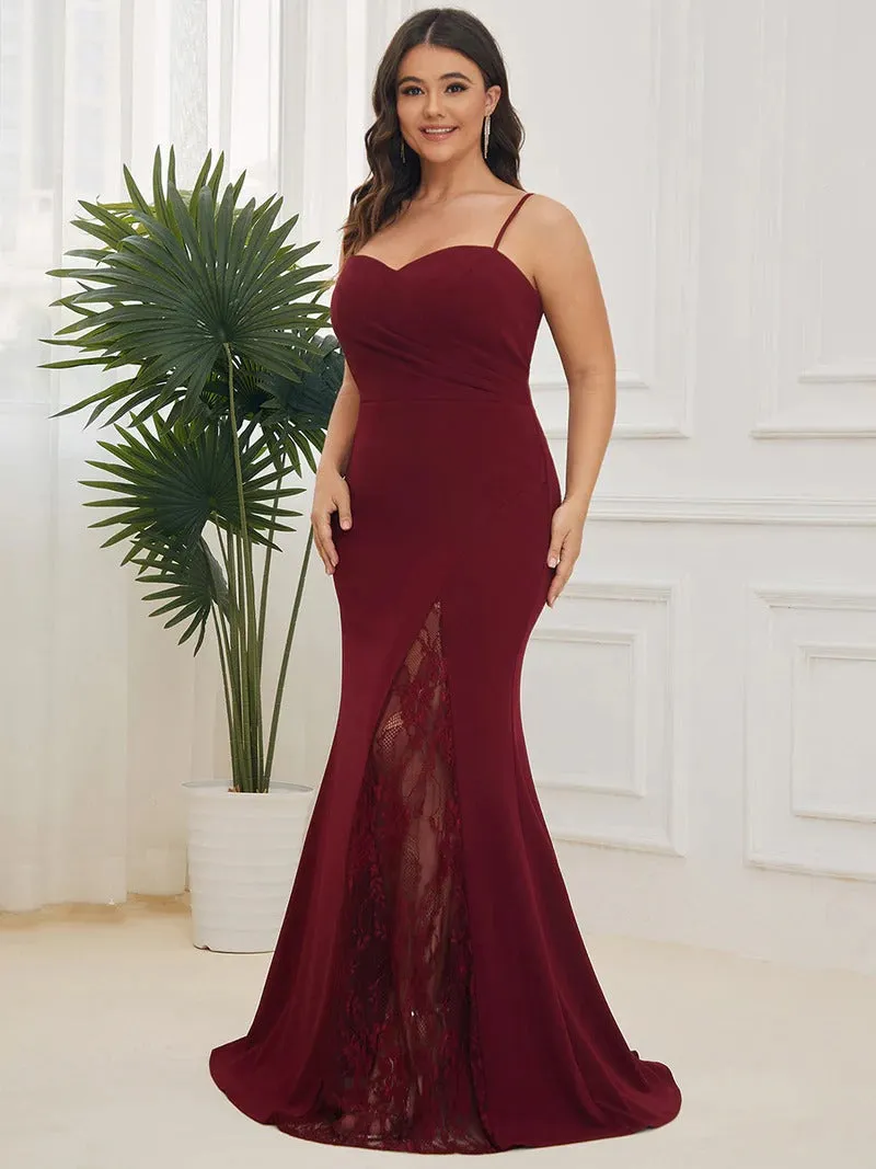 Plus Sexy Spaghetti Straps V Neck Fishtail Evening Dresses