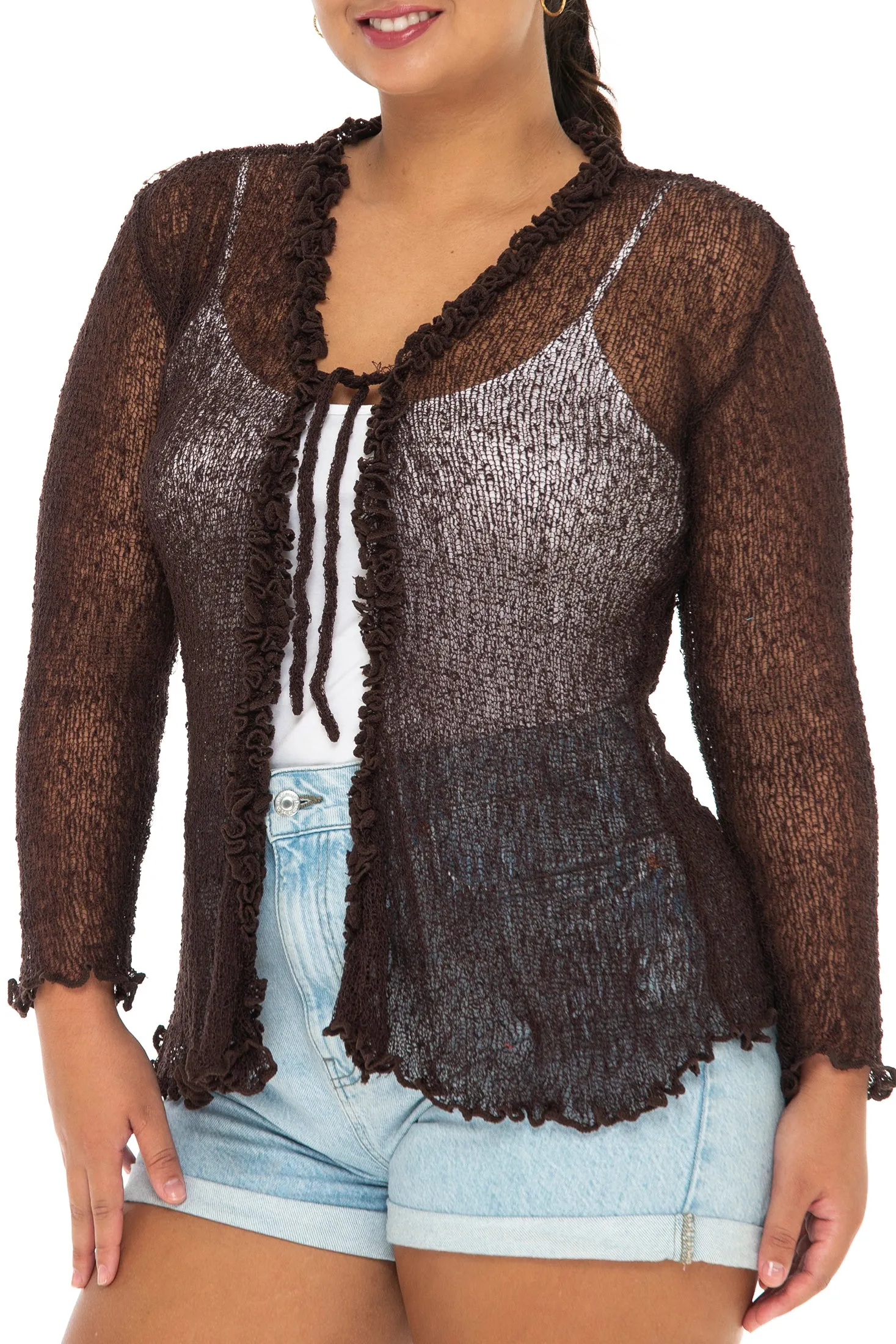 Plus Size Ruffle Bolero Cardigan Shrug