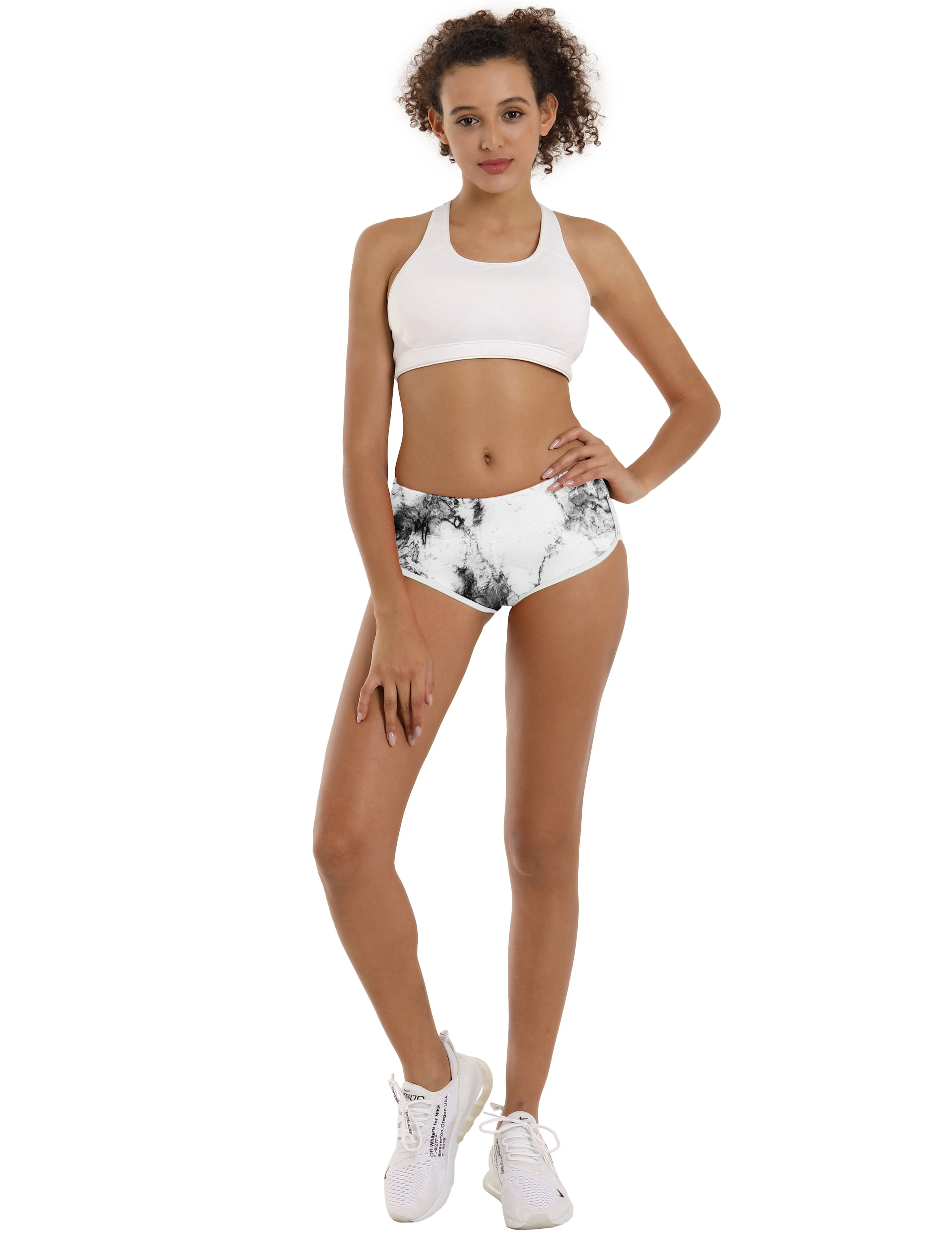 Printed Booty Yoga Shorts arabescato