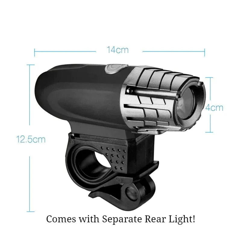 SMAXPro™ LED Rechargeable Bicycle Headlight Set: Front   Rear Bike Lamps, 8.4V, USB