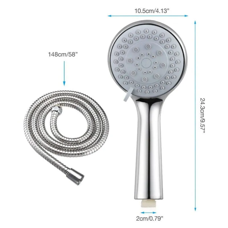 SPureMax™ Handheld Shower Head w/ 5ft Hose: 5 Spray Modes, High Pressure