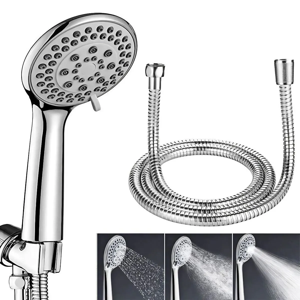 SPureMax™ Handheld Shower Head w/ 5ft Hose: 5 Spray Modes, High Pressure