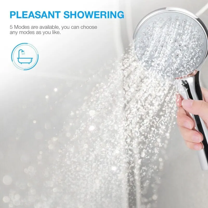 SPureMax™ Handheld Shower Head w/ 5ft Hose: 5 Spray Modes, High Pressure