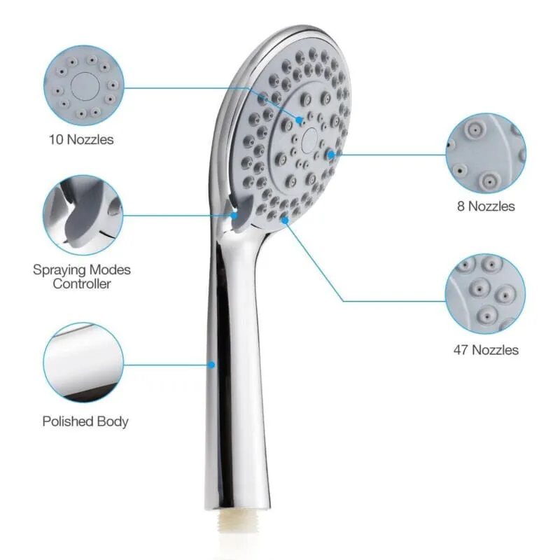 SPureMax™ Handheld Shower Head w/ 5ft Hose: 5 Spray Modes, High Pressure